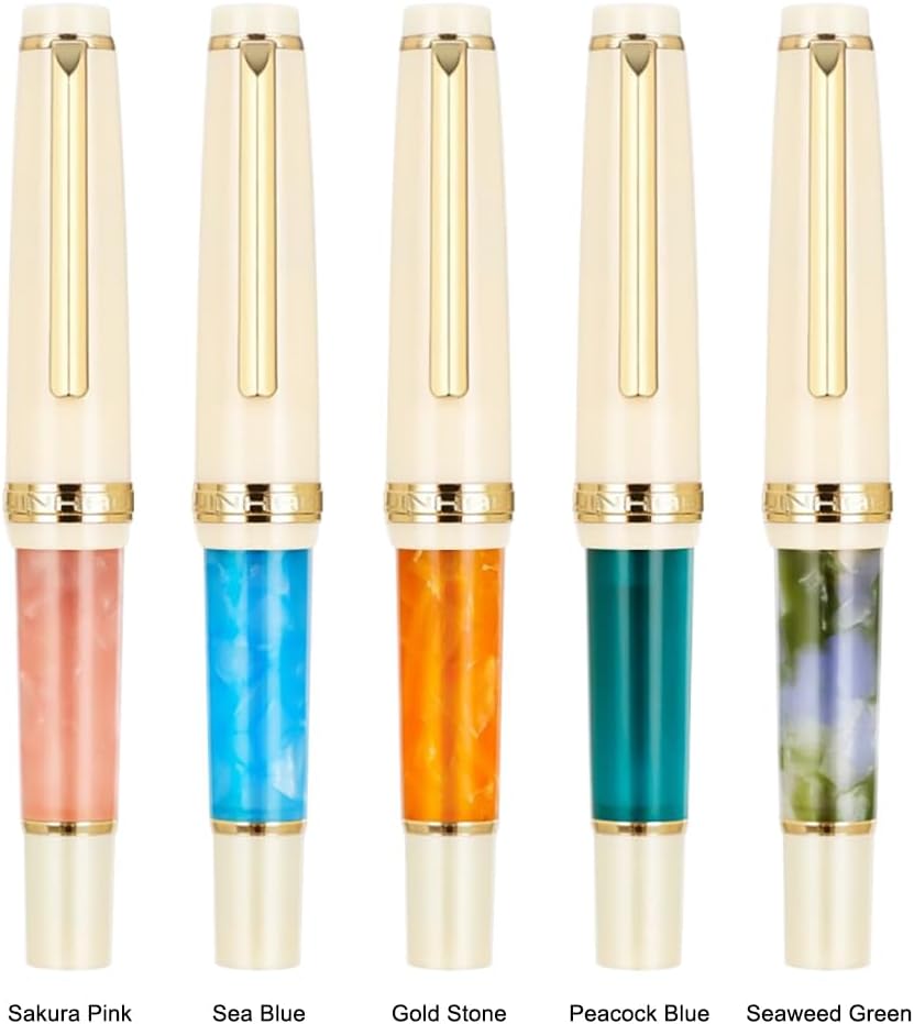 Jinhao 82 – Mini pluma estilográfica acrílica, punta fina de iridio con convertidor de tinta, mini bolígrafo de viaje de bolsillo corto verde algas