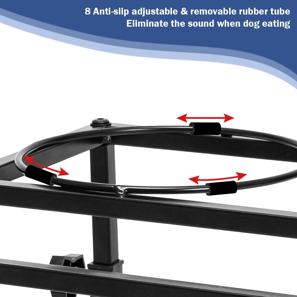 SCENEREAL Cuencos elevados ajustables para mascotas con 2 cuencos para perros, comedero elevado de acero inoxidable para mascotas, estación de