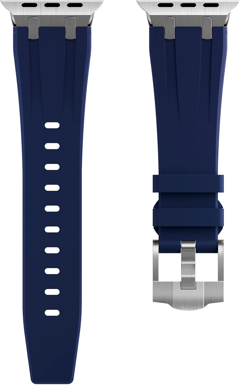 Compatible con Apple Watch Ultra 2 Band para hombre, correa de silicona y hebilla de acero inoxidable diseñada para iPhone Watch, correas iWatch