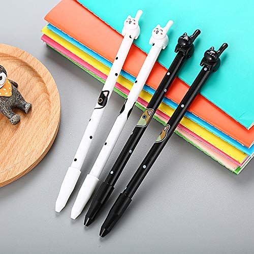 sencoo Paquete de 8 bolígrafos de tinta de gel negro de dibujos animados de papelería de gato, bolígrafos escolares para niños, regalo para niños,