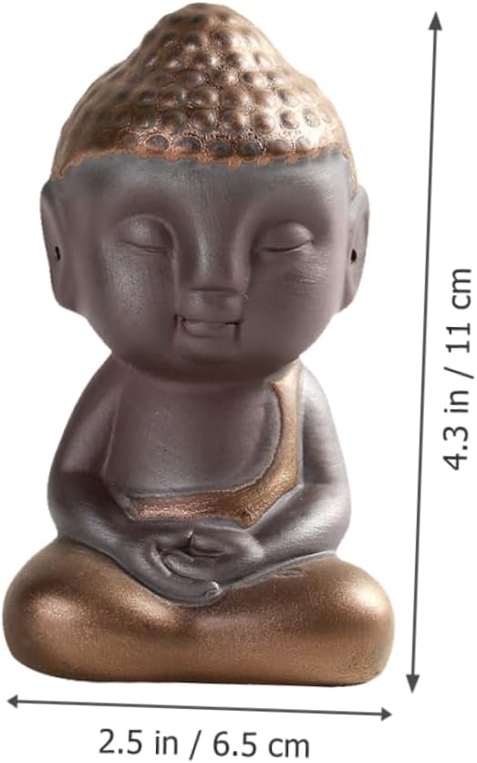 Garneck 2pcs Tea pet Tea Play Ornament Ceramic Buddha Statue Purple Ceramic Craft Decor Buddah Decoration Buddha Head Figurine Praying Buddha