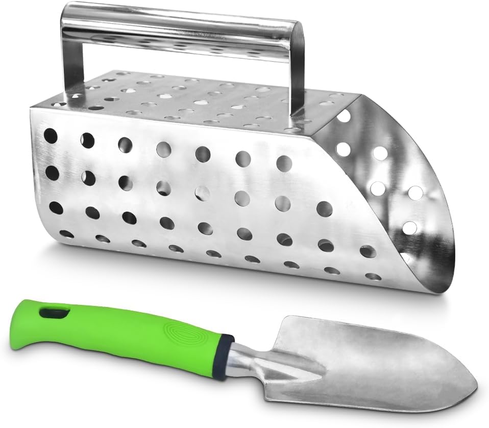 Kit de cuchara de arena de acero inoxidable, pala de arena de detección de metales de acero inoxidable – Se utiliza para la detección de metales y