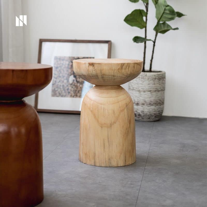 CraftThink Mesa auxiliar, mesa auxiliar redonda escandinava de madera, mesa auxiliar con pedestal para sala de estar, 1 mesa, color negro de 12.5