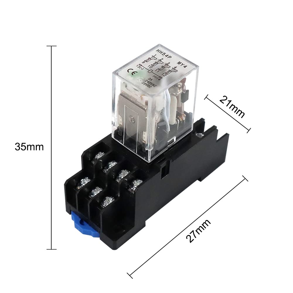 ATO DC 24V Bobina 14-Pin Relé de potencia electromagnética 4PDT 4NO 4NC HH54P MY4NJ con base de enchufe de terminal enchufable