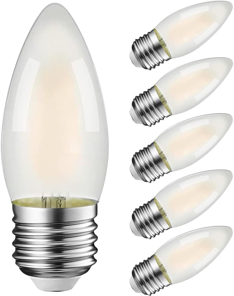 Bombillas de candelabro E26, bombillas de araña esmeriladas, equivalente a 40 vatios, 2700 K, blanco cálido, punta de torpedo B11, regulable,