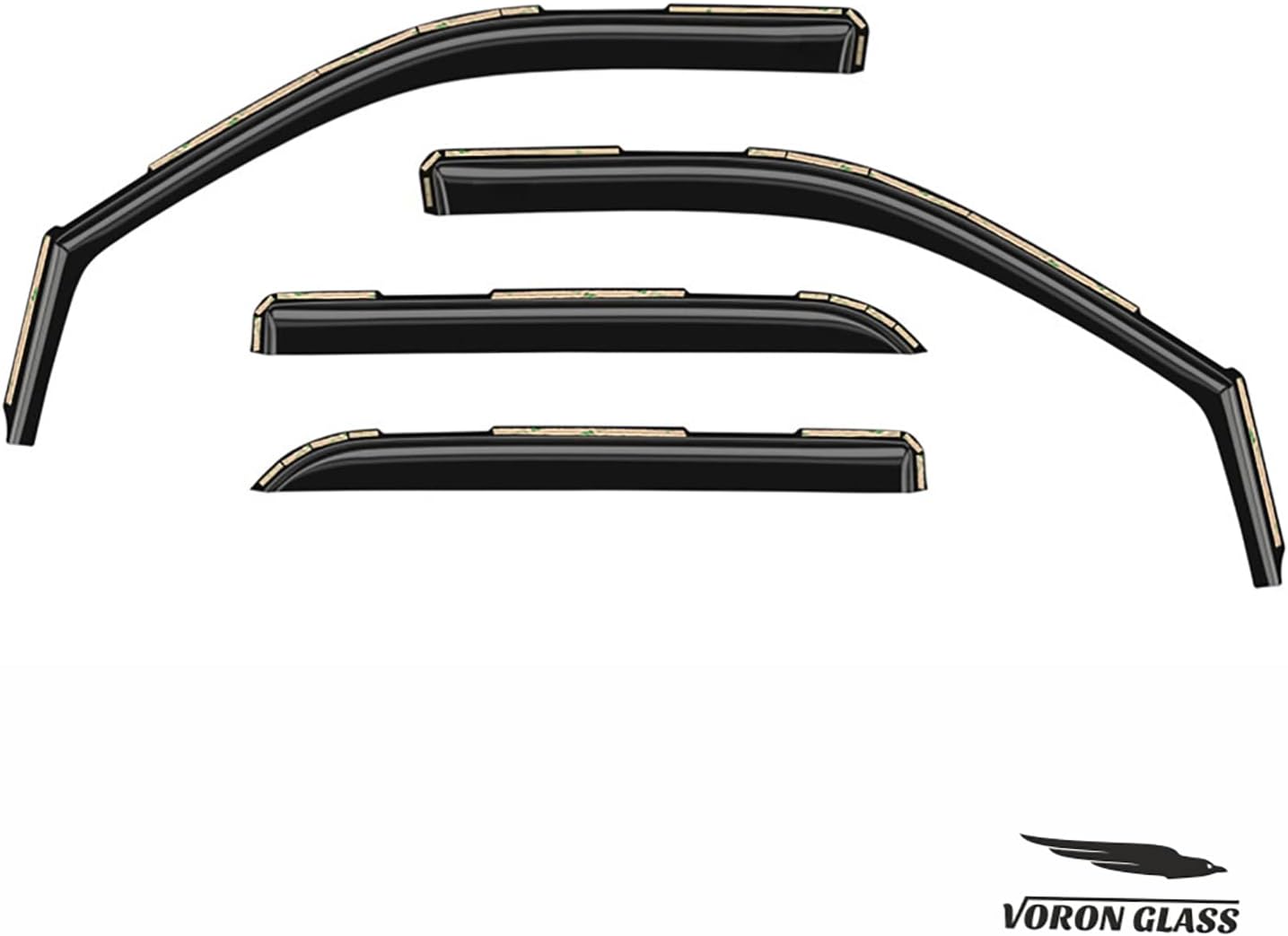 Voron Glass Protectores de lluvia extra duraderos en canal para Ram 25003500 2011-2023 Mega Cab, deflectores de ventana, viseras de ventana de