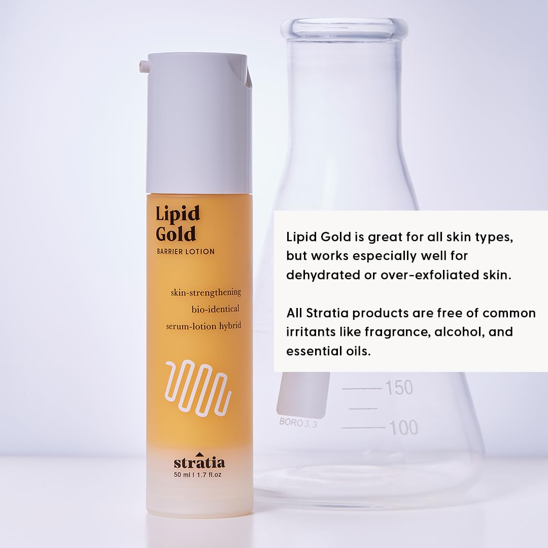 Stratia Lipid Gold Crema hidratante de ceramida fortalecedora de la piel, suero de niacinamida, hidrata y calma la piel, para todo tipo de piel, 1.7