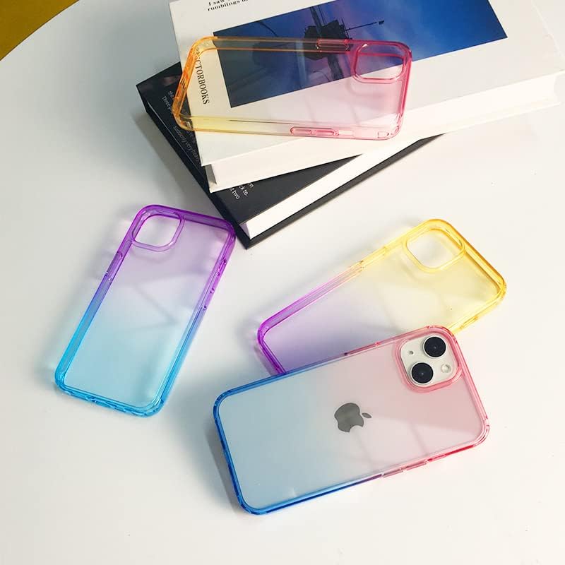 YZR Funda transparente para iPhone, no amarilla protección contra caídas de grado militar a prueba de golpes (azul degradado polvo, iPhone 13)