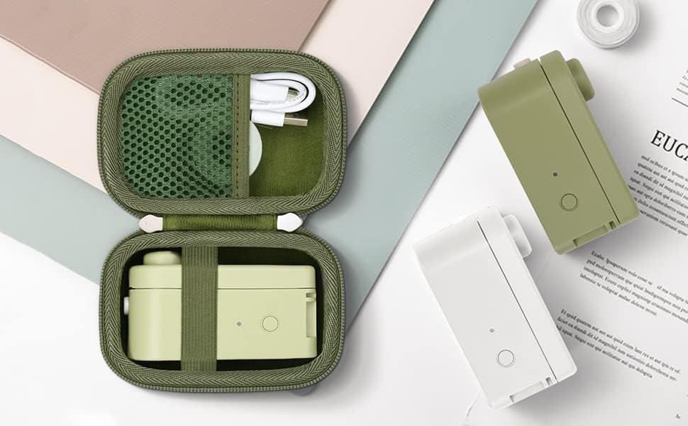 khanka Estuche rígido de viaje compatible con la máquina etiquetadora MakeID, solo funda (verde)