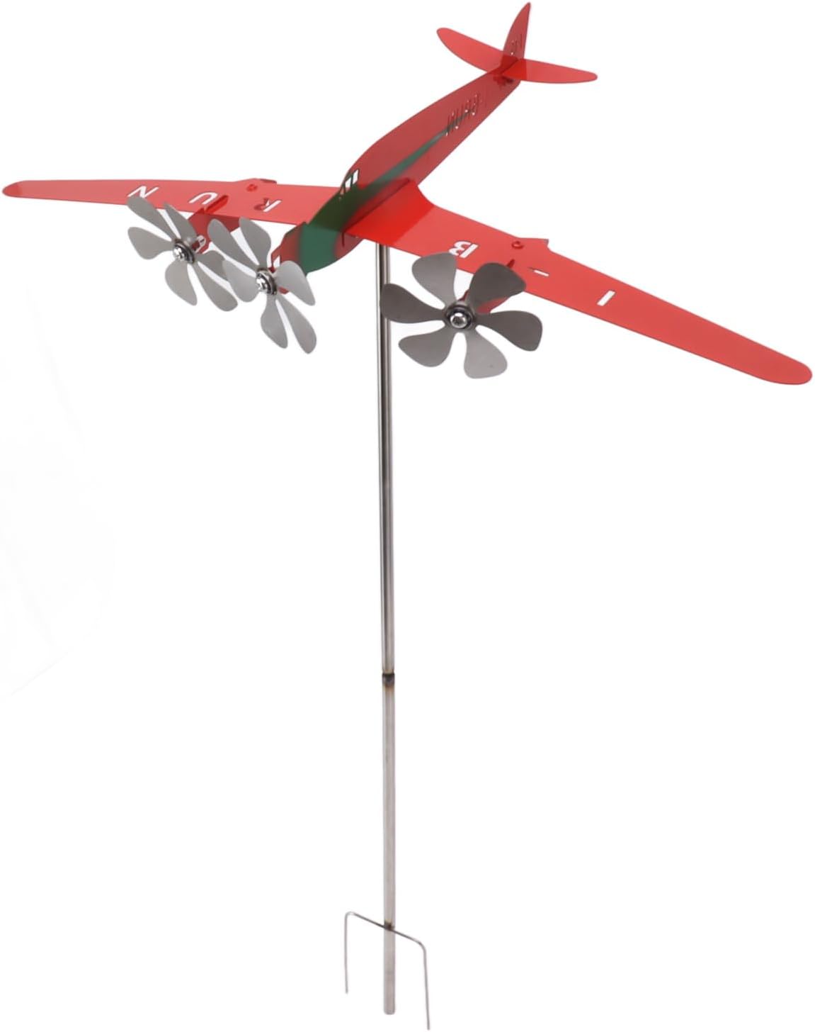 Esculturas de viento, 3D Red Metal Aviones Molino de Viento Spinner para la Decoración al aire libre