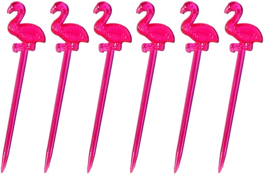 Palillos de plástico con flamenco de frutas, palillos de dientes de cóctel, aperitivos, palillos de comida para sándwich, bebidas, decoraciones