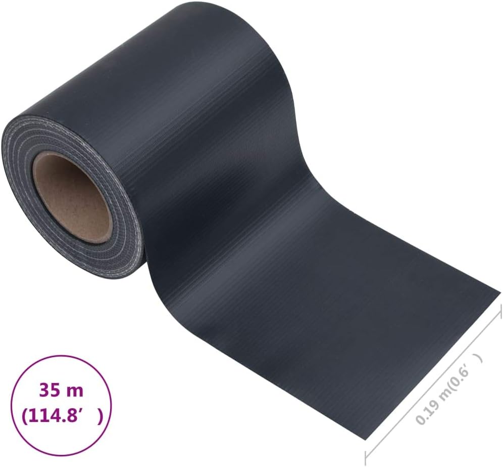 vidaXL Garden – Pantalla de privacidad de PVC de 114.8 x 0.6 pies, gris oscuro mate, resistente a la intemperie y a los rayos UV con fácil