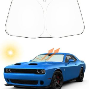 Parasol para parabrisas personalizado para Dodge Challenger 2015-2022 Coupé, SRT Hellcat, Redeye, GT, RT, TA Coupé, cuerpo ancho, SXT, RT Scat Pack Parasol para parabrisas personalizado para Dodge Challenger 2015-2022 Coupé, SRT Hellcat, Redeye, GT, RT, TA Coupé, cuerpo ancho, SXT, RT Scat Pack