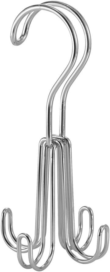 iDesign Classico – Organizador de accesorios de armario para corbatas, cinturones, bolsos, joyería de moda, 4 ganchos, cromo