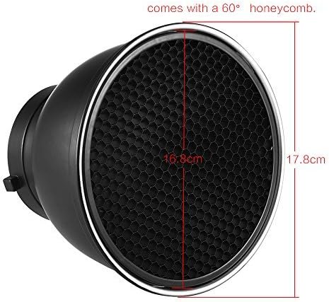 Andoer Difusor reflector estándar de 7 pulgadas con rejilla de panal de 60 para Godox YONGNUO Bowens Mount Studio Strobe Flash Light Speedlite
