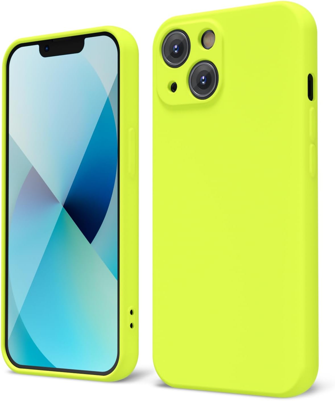 oakxco Funda protectora para iPhone 13 Mini de silicona líquida, color sólido brillante fluorescente, bonita funda protectora delgada y delgada de