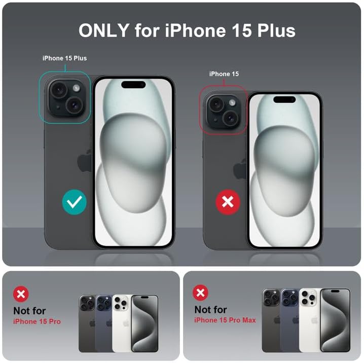 Compatible con MagSafe, resistente a caídas de 10 pies, funda protectora delgada, no amarillenta para iPhone 14 Plus y iPhone 15 Plus (transparente)