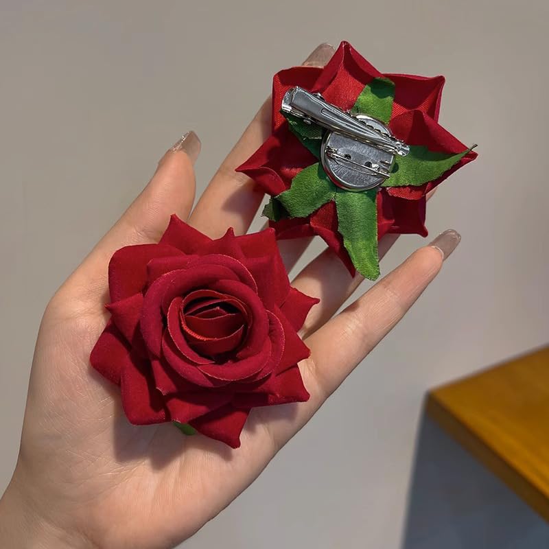 Pin up floral de rosas para decoración de disfraz de Halloween, tela mexicana, broche de flores de rosas, tocados con clip para el cabello para
