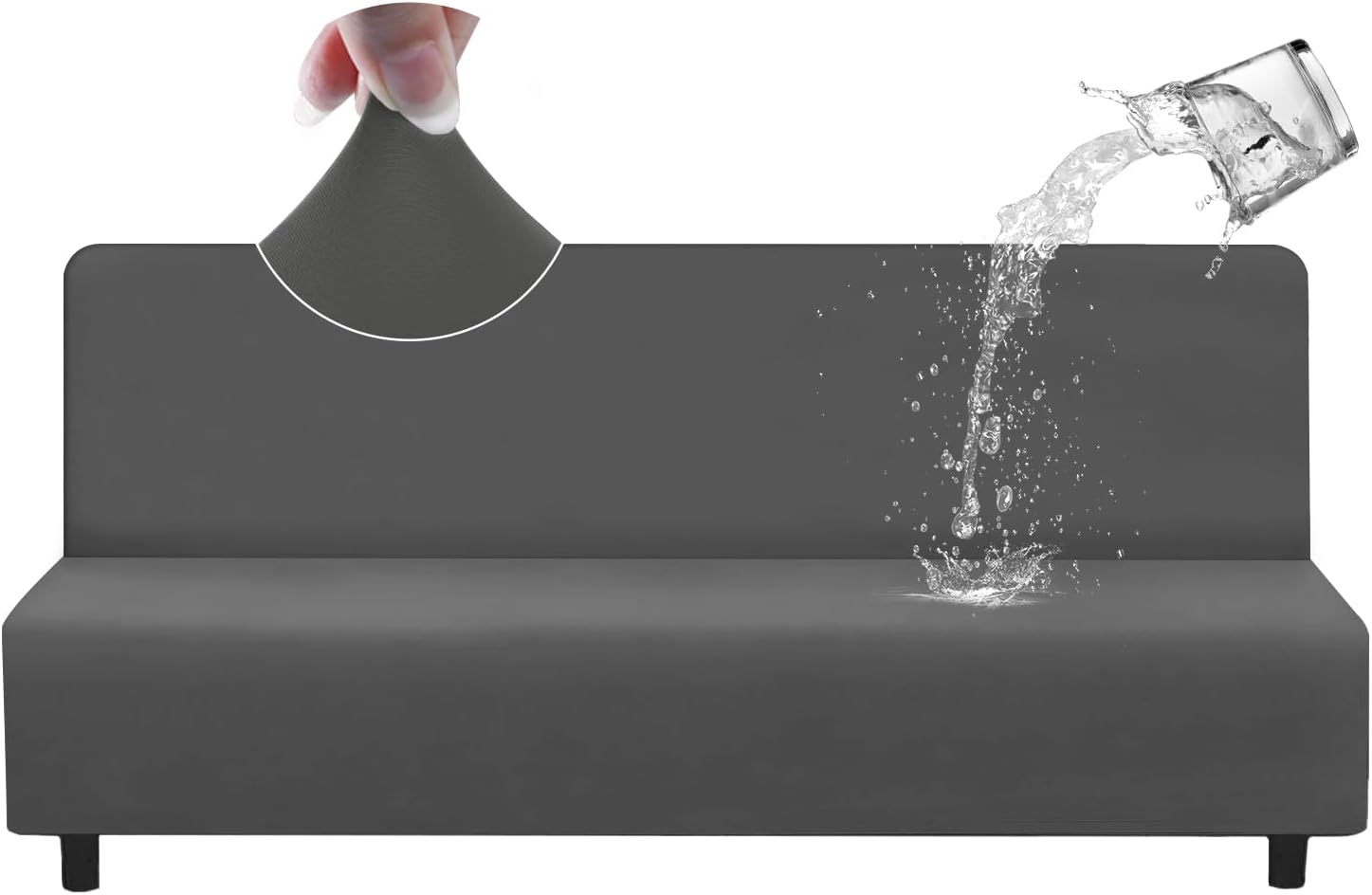 HDCAXKJ Funda 100% impermeable para futón de tamaño matrimonial, lavable, elástica, sin brazos, funda de colchón para futón individual, protector de