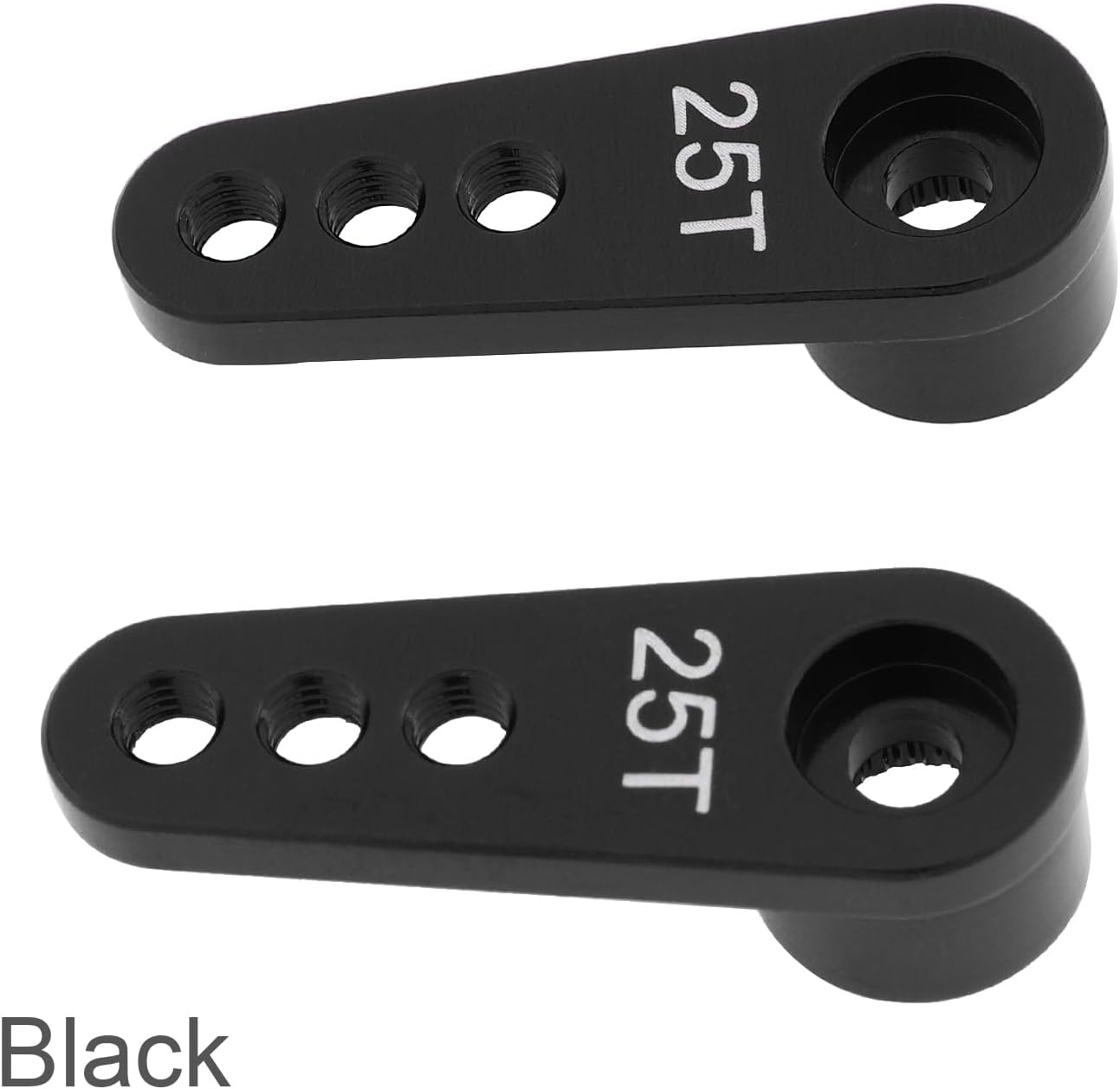 Paquete de 2 brazos de dirección de metal 25T servo bocina M3 hilos compatibles con modelos RCcoche camión buggy (negro)
