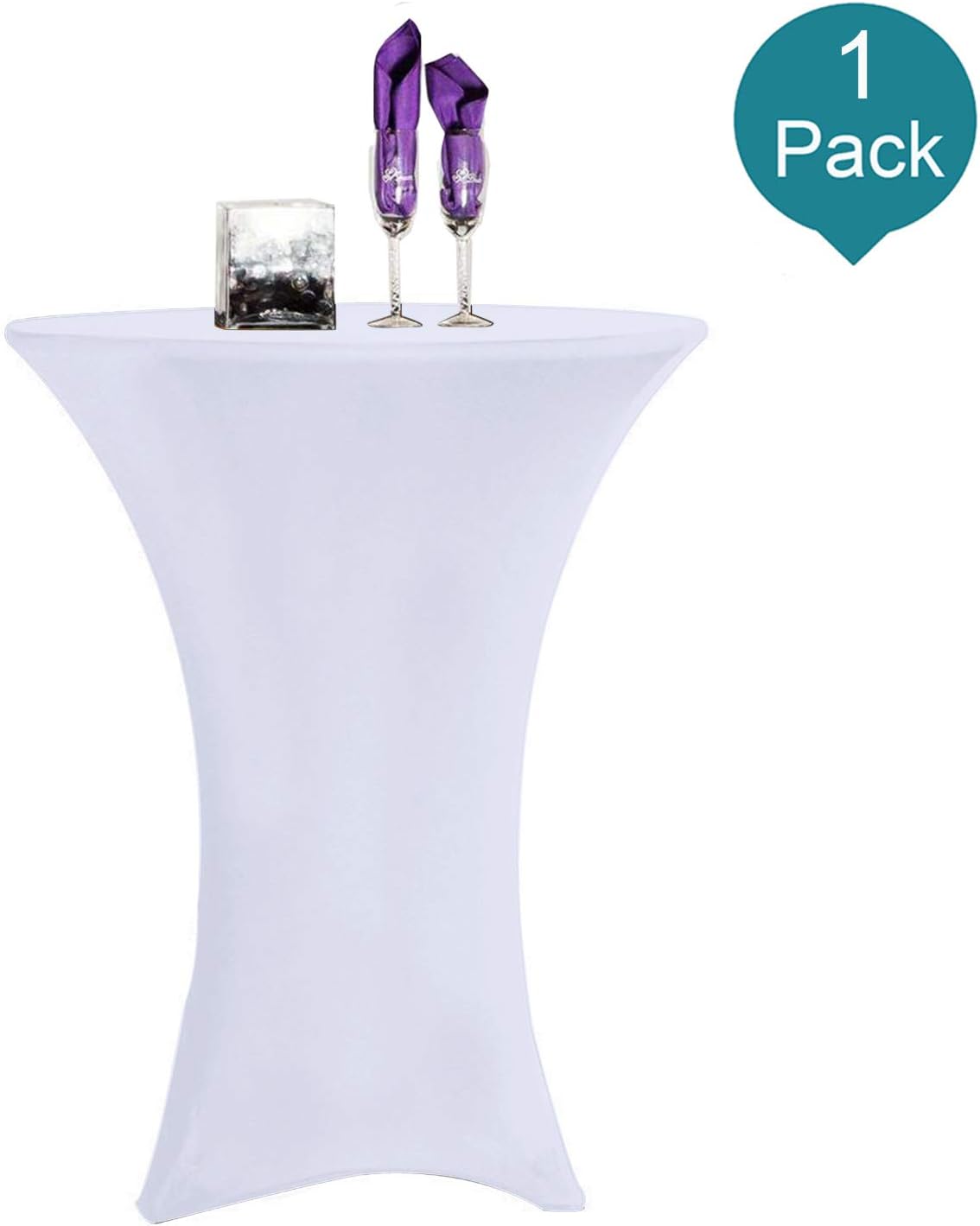 Reliancer Mantel redondo para mesas de cóctel plegables de elastano ajustado a la mesa de 4 vías para fiestas al aire libre, exhibición, DJ,