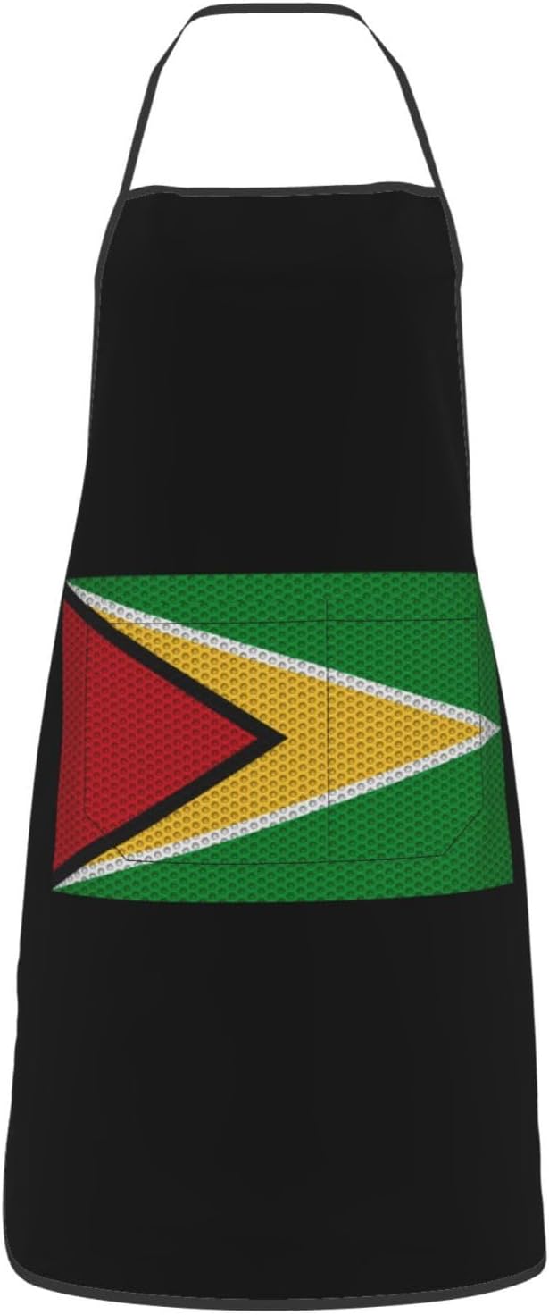 Delantal de la bandera de Guyana impermeable con bolsillos, delantal de cocina para cocinar, delantal de chef para hombres y mujeres, Blanco