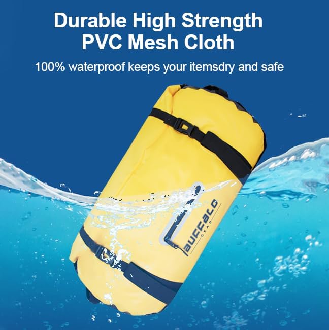 Buffalo Gear Bolsa de lona impermeable 40L 60L 80L Roll-top Dry Bag Heavy Duty Impermeable Duffel Bolsa de viaje para kayak, rafting, barco, pesca,