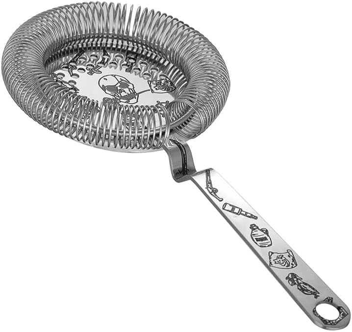 Juego de coctelera  Kit de accesorios de barra de 5 piezas con agitador Boston pesado, colador, jigger, cuchara mezcladora con patrón de rosa de