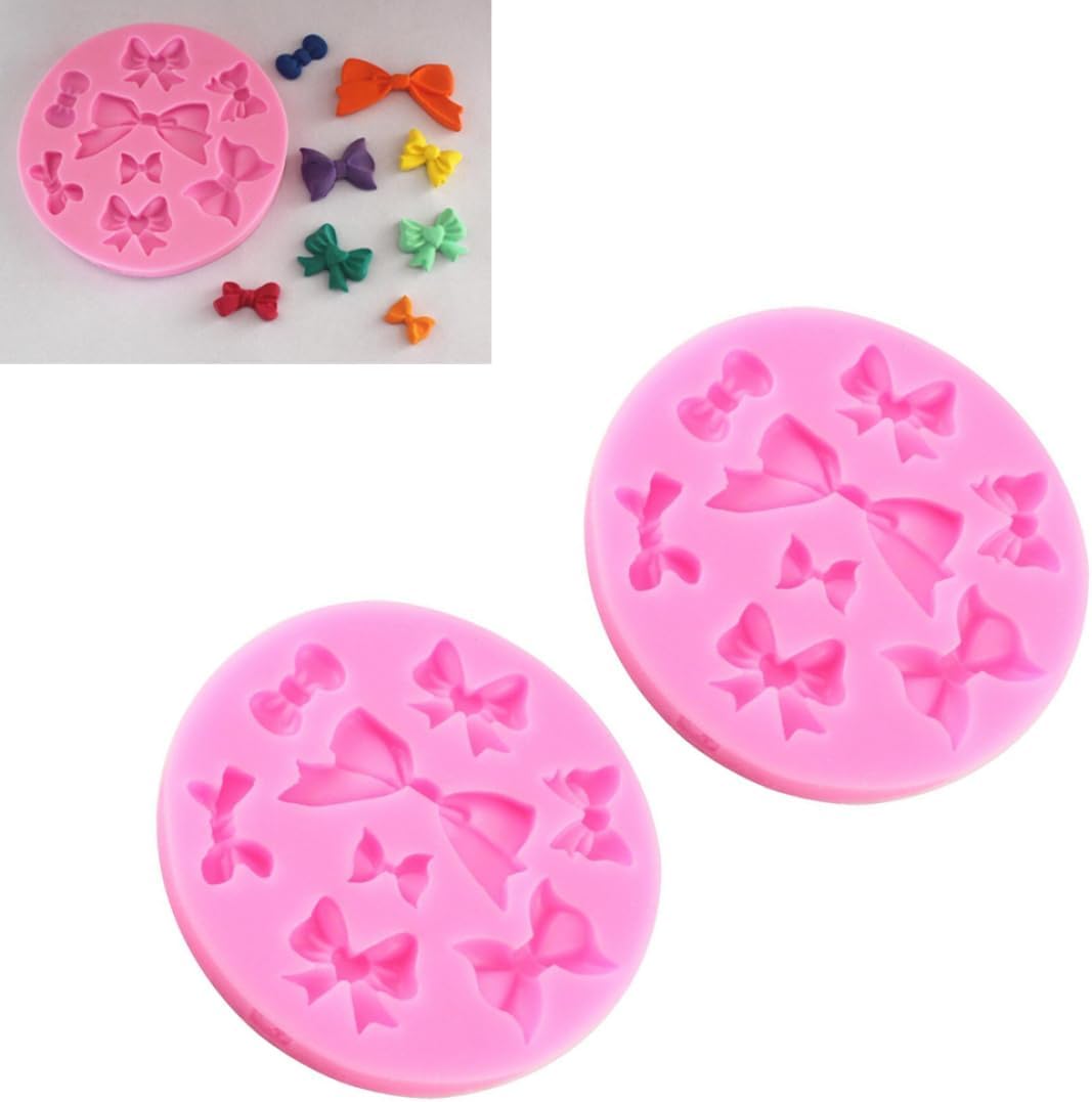 Molde de silicona para pajarita, 8 mini moldes de lazo, fondant, azúcar, manualidades, herramienta de decoración de tartas, rosa
