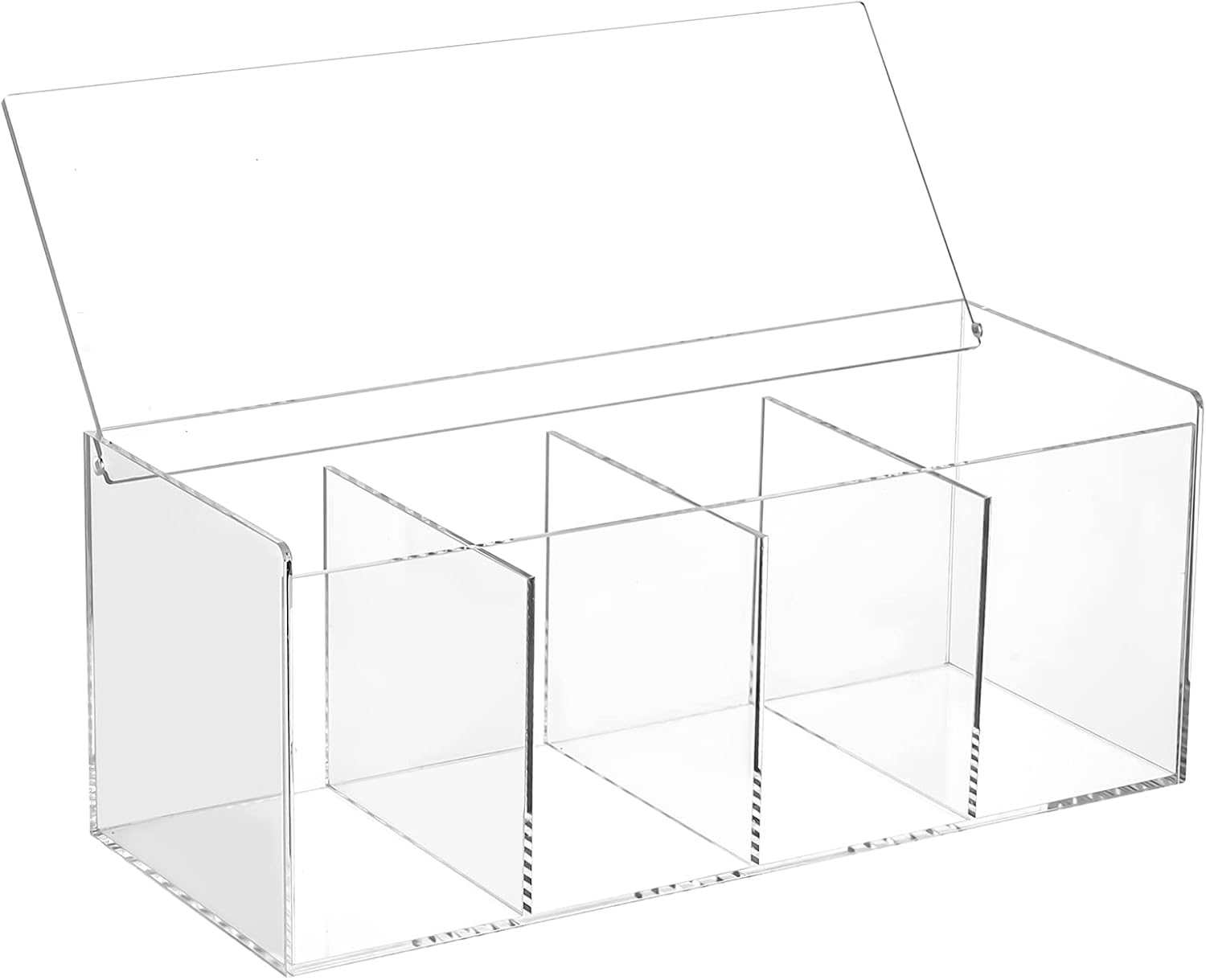Varku Soporte acrílico para cápsulas de café, organizador de cápsulas de café de 4 compartimentos con tapa, estuche de almacenamiento transparente