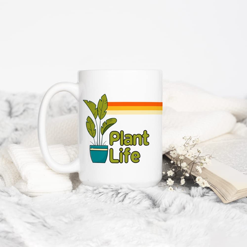 Plant Life Coffee Mug, Houseplant Lover Tea Cup, Gardner Landscape Green Thumb Nature Gift (15oz)