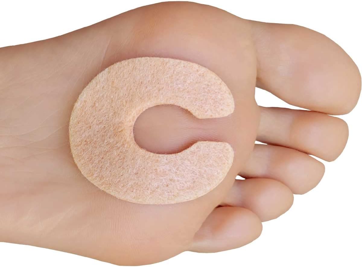 Chiroplax Almohadillas de fieltro en forma de C para callos protectores del antepié, alivio del dolor de frotamiento metatarsiano