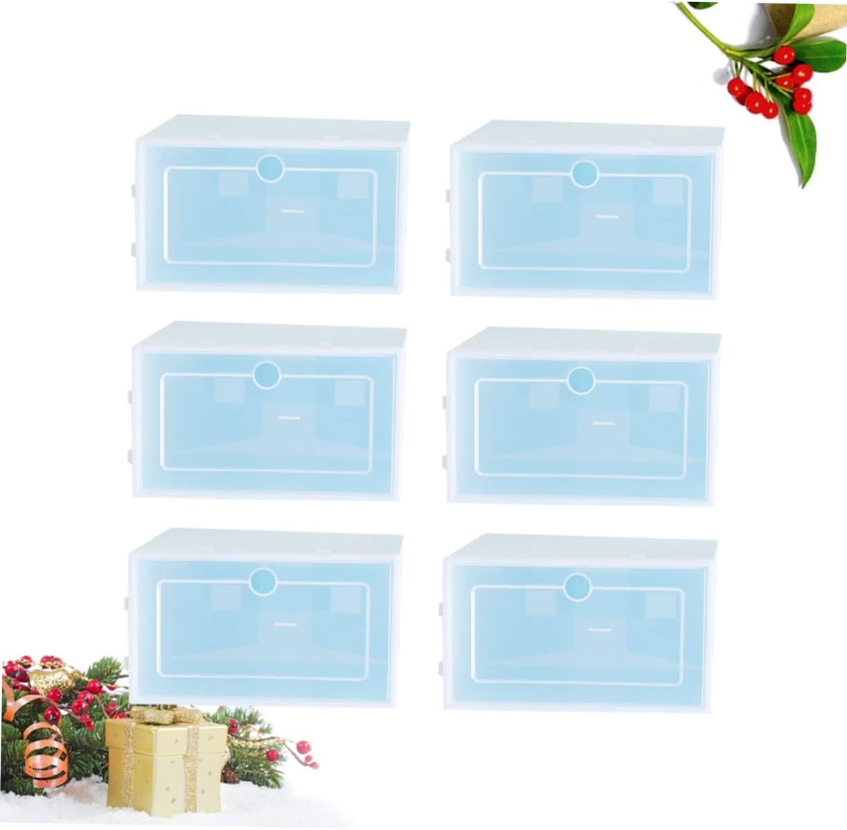Cabilock Caja de 6 cajones de plástico para ropa, cajones colgantes para armario, caja de zapatos plegable con apertura frontal, contenedor de