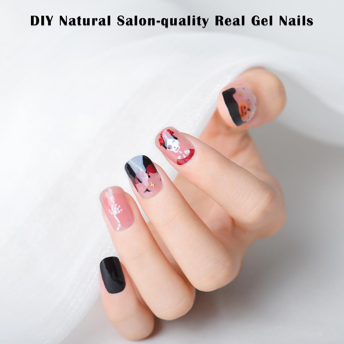 Calcomanías de uñas de gel semicuradas para Navidad, 24 unidades, de larga duración, calidad de salón, tiras de uñas de gel semicuradas UV para