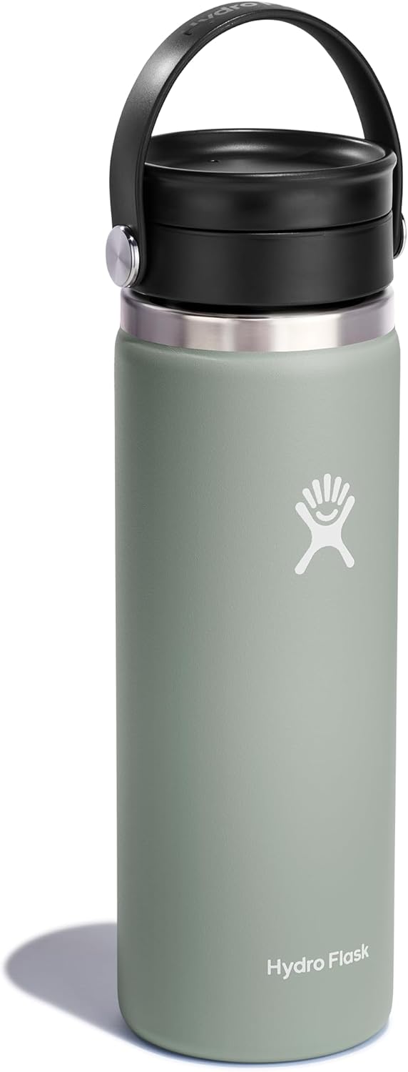 Hydro Flask Botella de boca ancha de acero inoxidable con tapa flexible y aislamiento al vacío de doble pared para café, té y bebidas