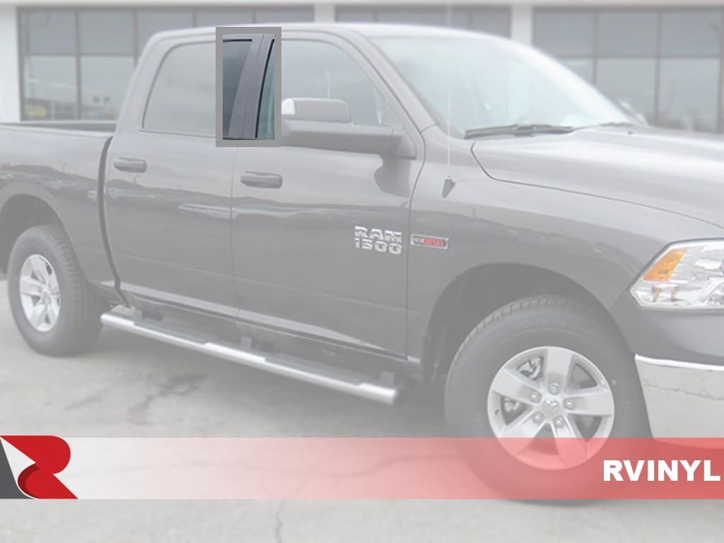Rvinyl Moldura de poste de pilar compatible con Ram 1500 2011-2018 (tripulaciónQuadExtended), color negro mate