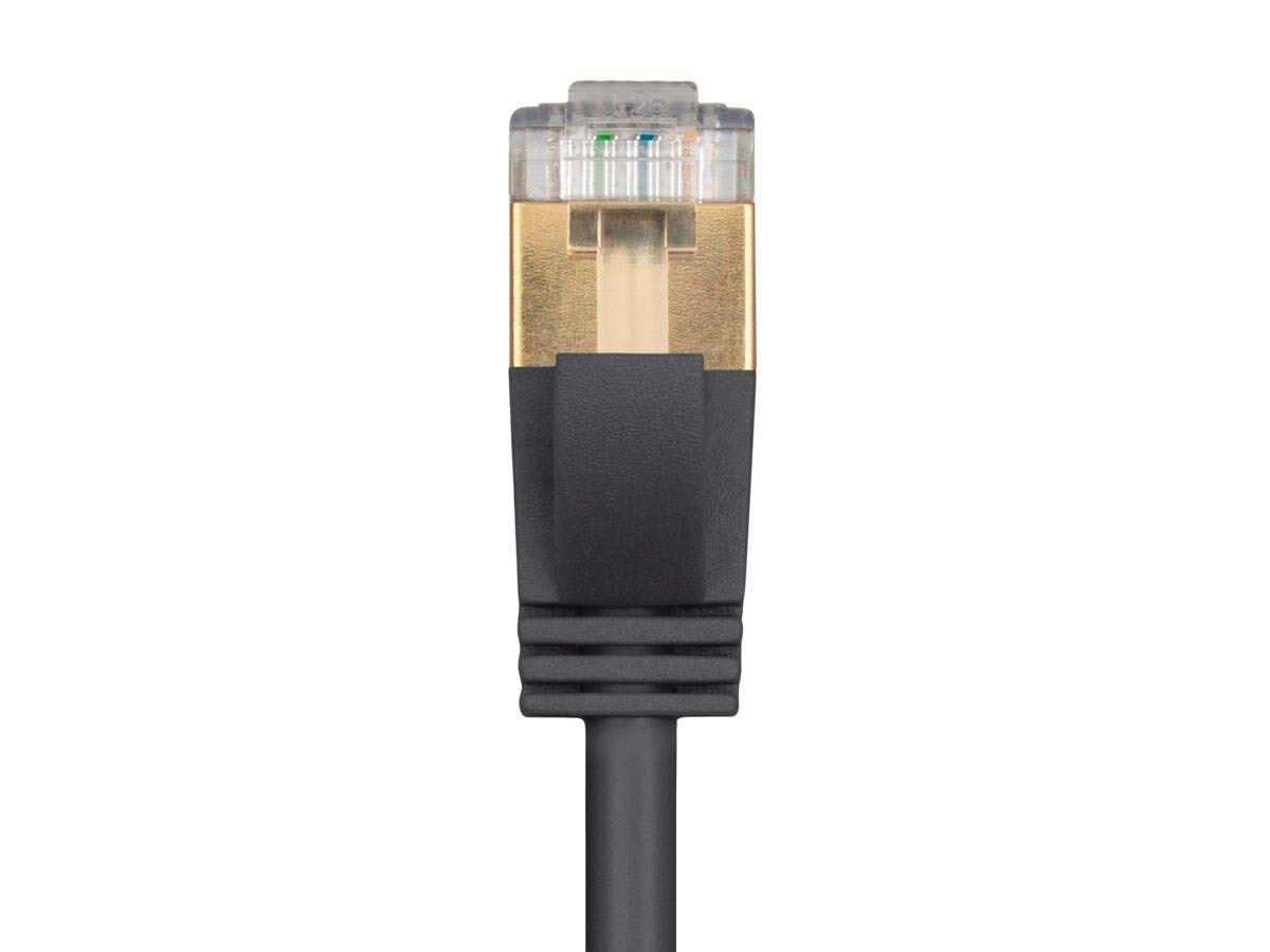Monoprice SlimRun – Cable de conexión Ethernet Cat6A, cable de Internet de red, RJ45, trenzado, STP, cable de cobre puro, 36 AWG, 7 pies, color negro