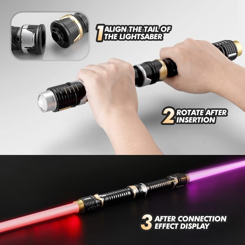 Sable emisor de luz emergente 2 en 1, juego de sables de luz retráctil, láser dual LED, mango realista para niños para el guerrero de la galaxia,