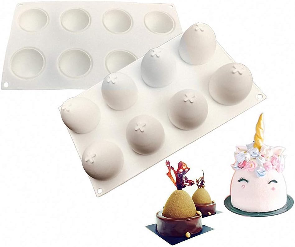 Molde para pastel de mousse de silicona de medio huevo en 3D, molde de Pascua para magdalenas, postres, bandeja para hornear, chocolate, helado,