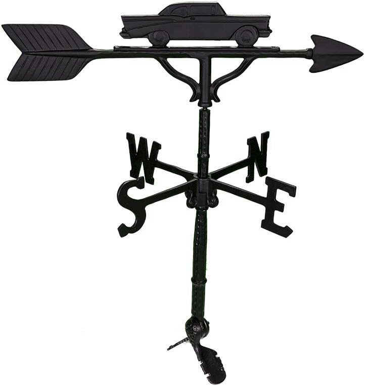 Veleta de 32 pulgadas con adorno clásico negro satinado para automóvil