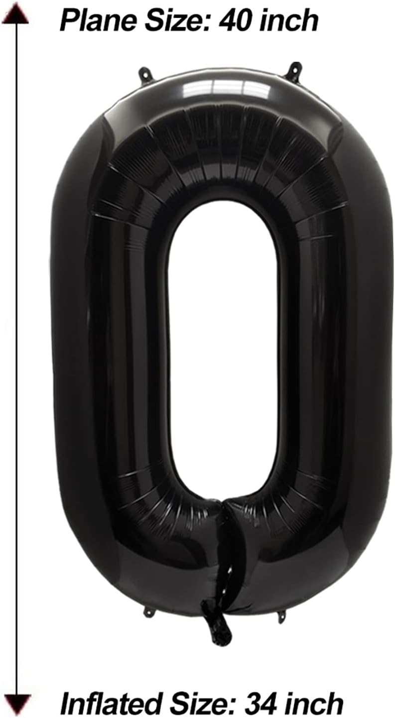AULE Globos grandes de 40 pulgadas, color negro, número 0, globos grandes de helio del 0 al 9, decoraciones gigantes de fiesta de cumpleaños para