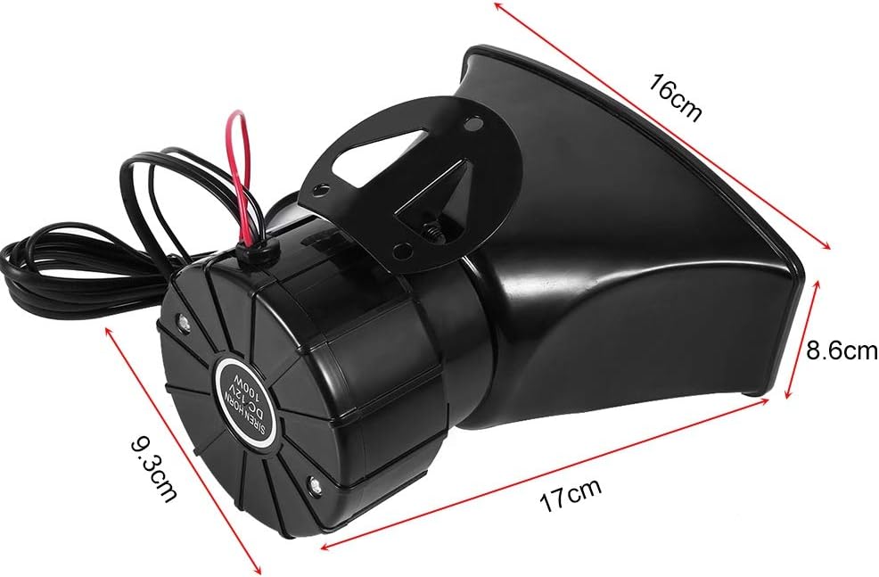 Sirena de cuerno fuerte, sirena de cuerno fuerte de 12 V, 7 sonidos cuerno con micrófono sistema de altavoces PA para coche, barco, furgoneta, camión