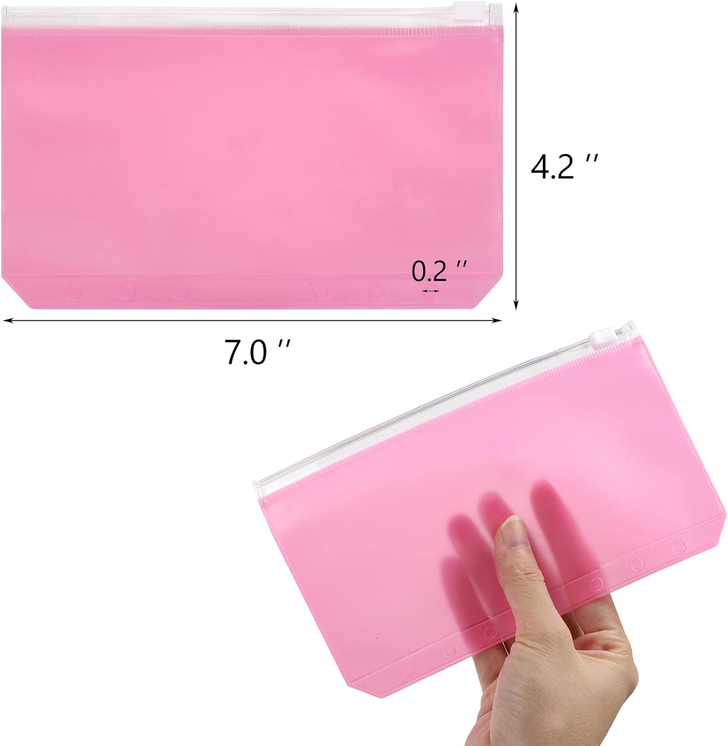 24 bolsillos A6 con 6 agujeros con cremallera para efectivo, tarjetas de identificación, tarjetas de crédito, 8 colores