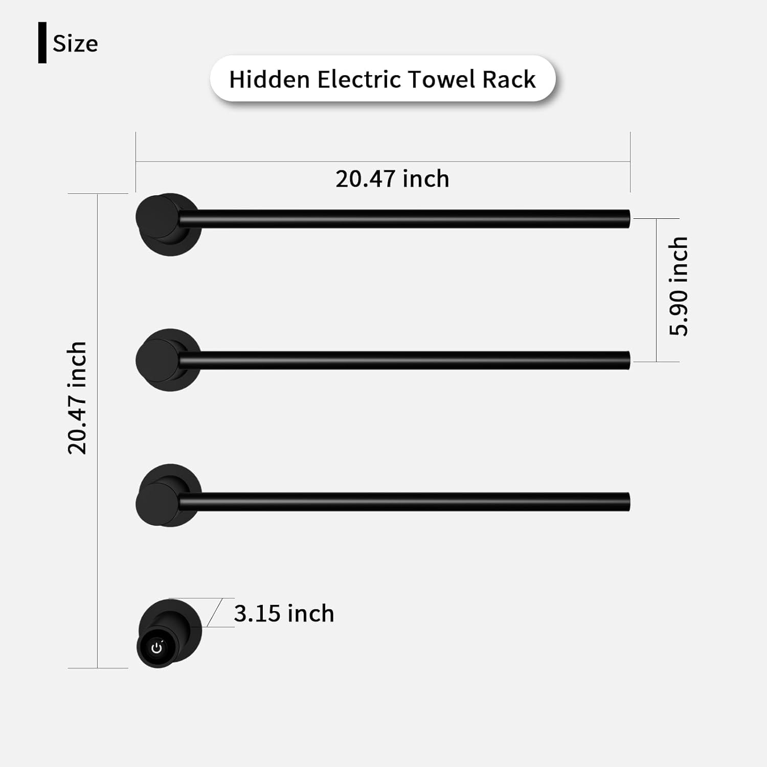 VJASS Calentador de toallas eléctrico, calentador de toallas eléctrico de 3 bares, inicio de un solo toque, calentador de toallas inteligente, juego