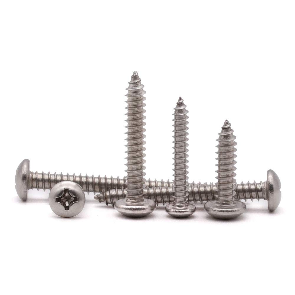 #14 x 1-12″ (paquete de 30) Tornillos de madera Phillips de acero inoxidable, acero inoxidable 304 (18-8), tornillos de chapa de cabeza plana