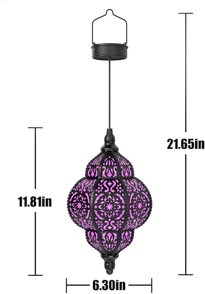 Hapjoy Luces solares colgantes para decoración de jardín al aire libre, farol solar impermeable de plástico marroquí, decoraciones al aire libre