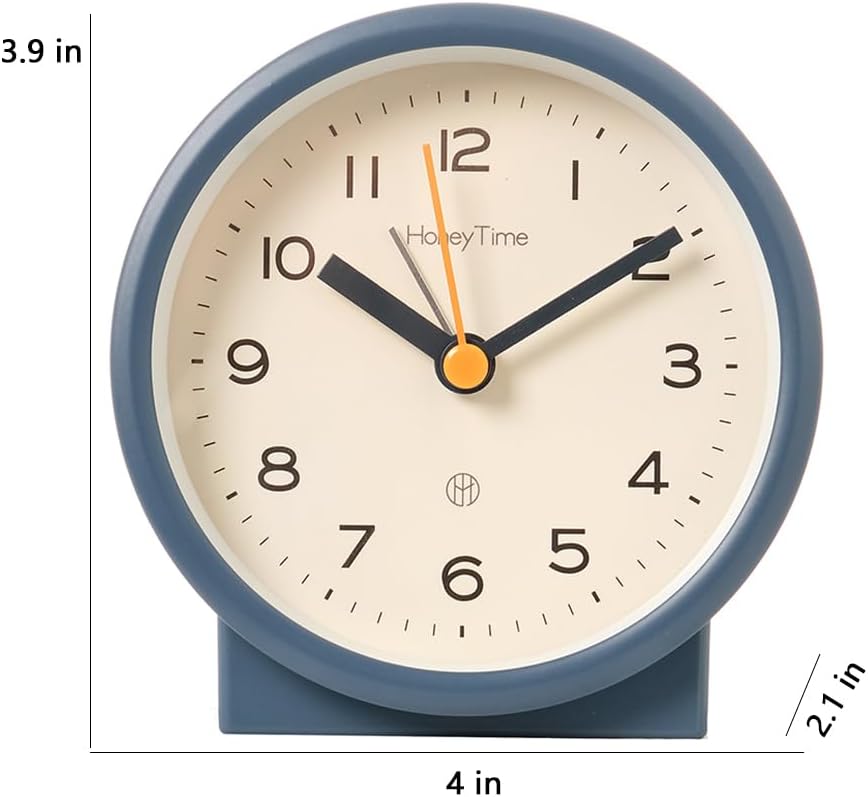 PAWPAWLIU Reloj despertador analógico, silencioso sin tictac, diseño simple, funciona con pilas con función de luz nocturna, para dormitorio, mesita