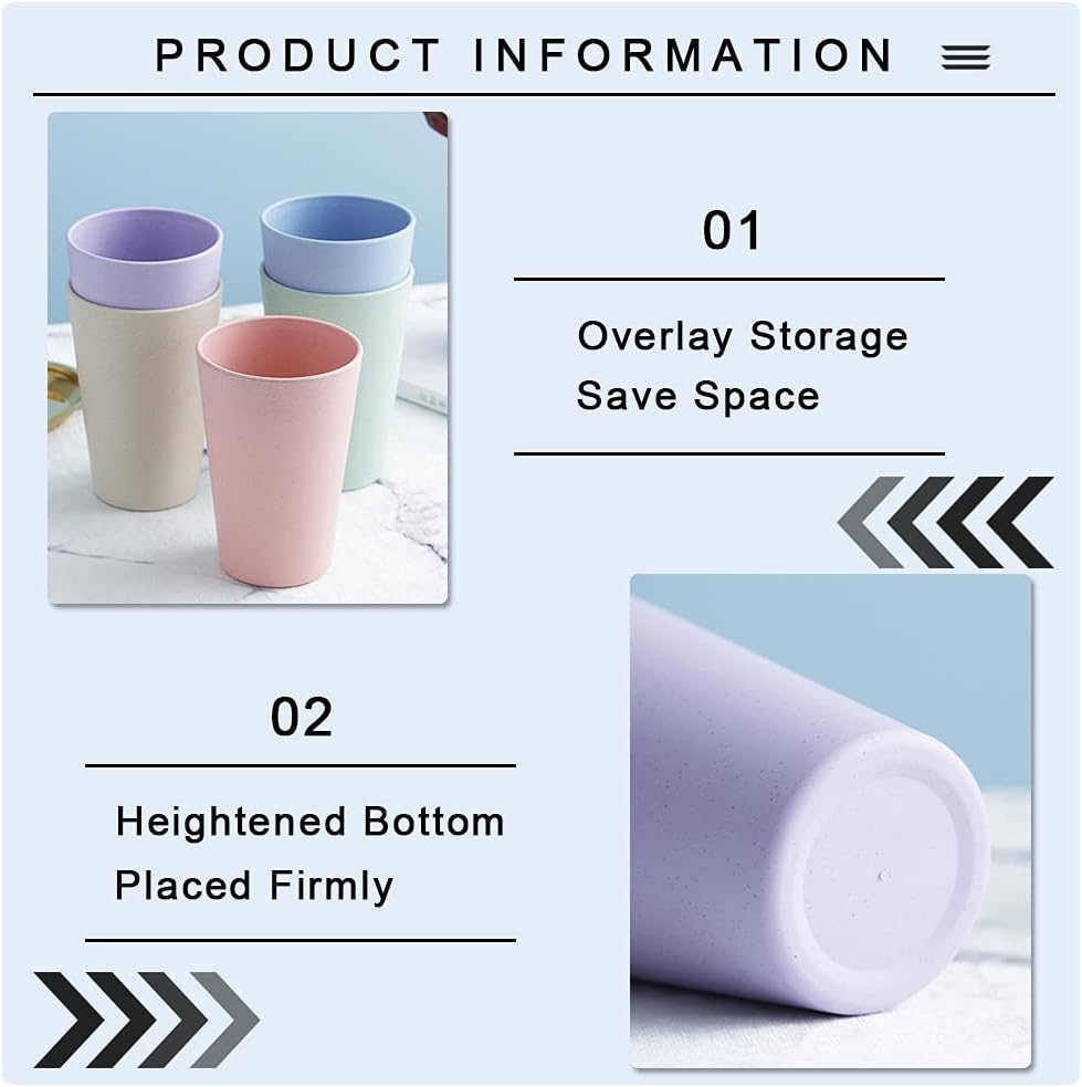Vaso grande de paja de trigo de 20 onzas, vasos irrompibles reutilizables para agua, taza de café apilable, vasos de jugo, taza para café, té, agua,