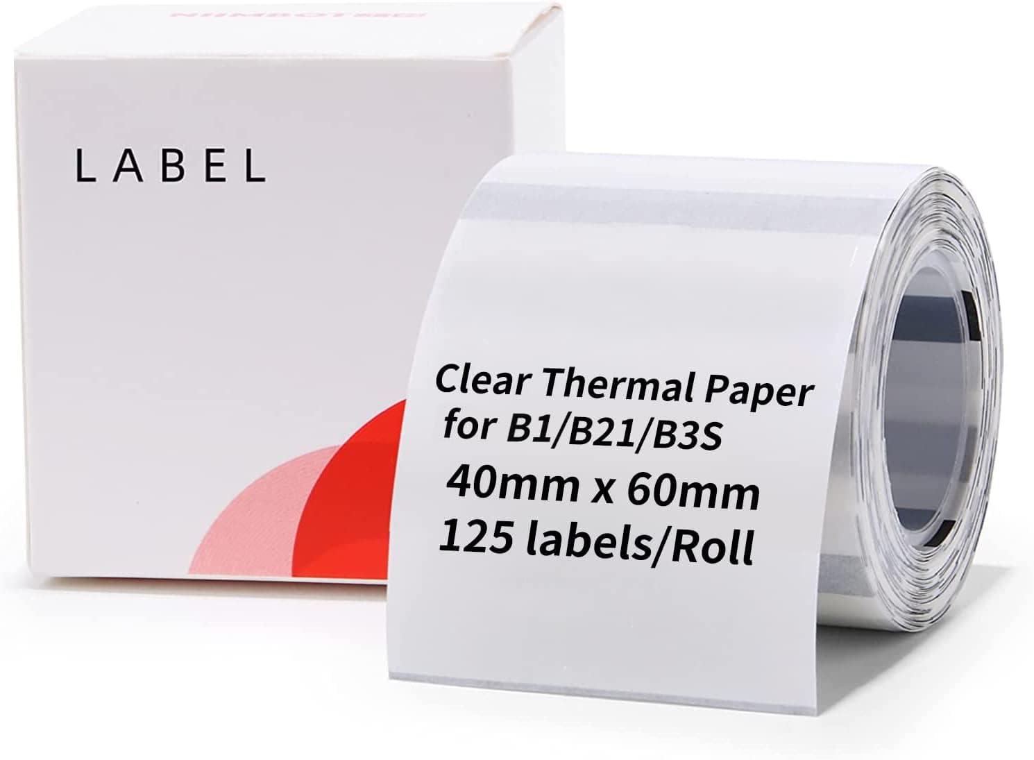 NIIMBOT Cinta para etiquetar, 1.57 x 2.36 pulgadas (1.575 x 2.362 in) impermeable, papel adhesivo de repuesto con autoadhesivo para B1B21B3S, 1