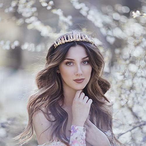 Diadema de corona de cuarzo de cristal crudo, tiara de diamantes de imitación, accesorios para el cabello de sirena, para mujeres, fiestas, bodas